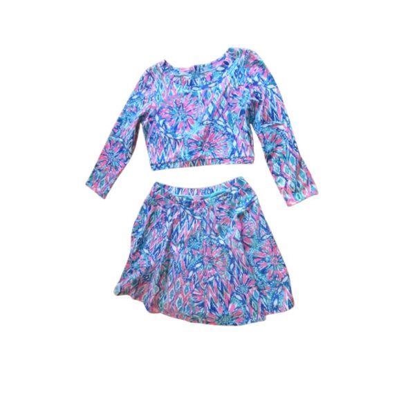 Lilly Pulitzer Carlita Set 2-Piece Crop Top & Skort Large Vibrant Pattern Cotton - Picture 2 of 12